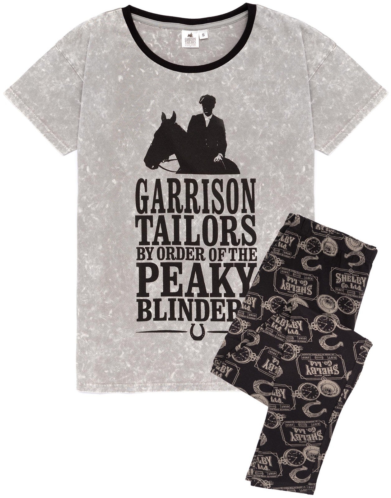 Peaky Blinders Short Sleeve Long Leg Pyjama Set | Womens Grey | Official Merch