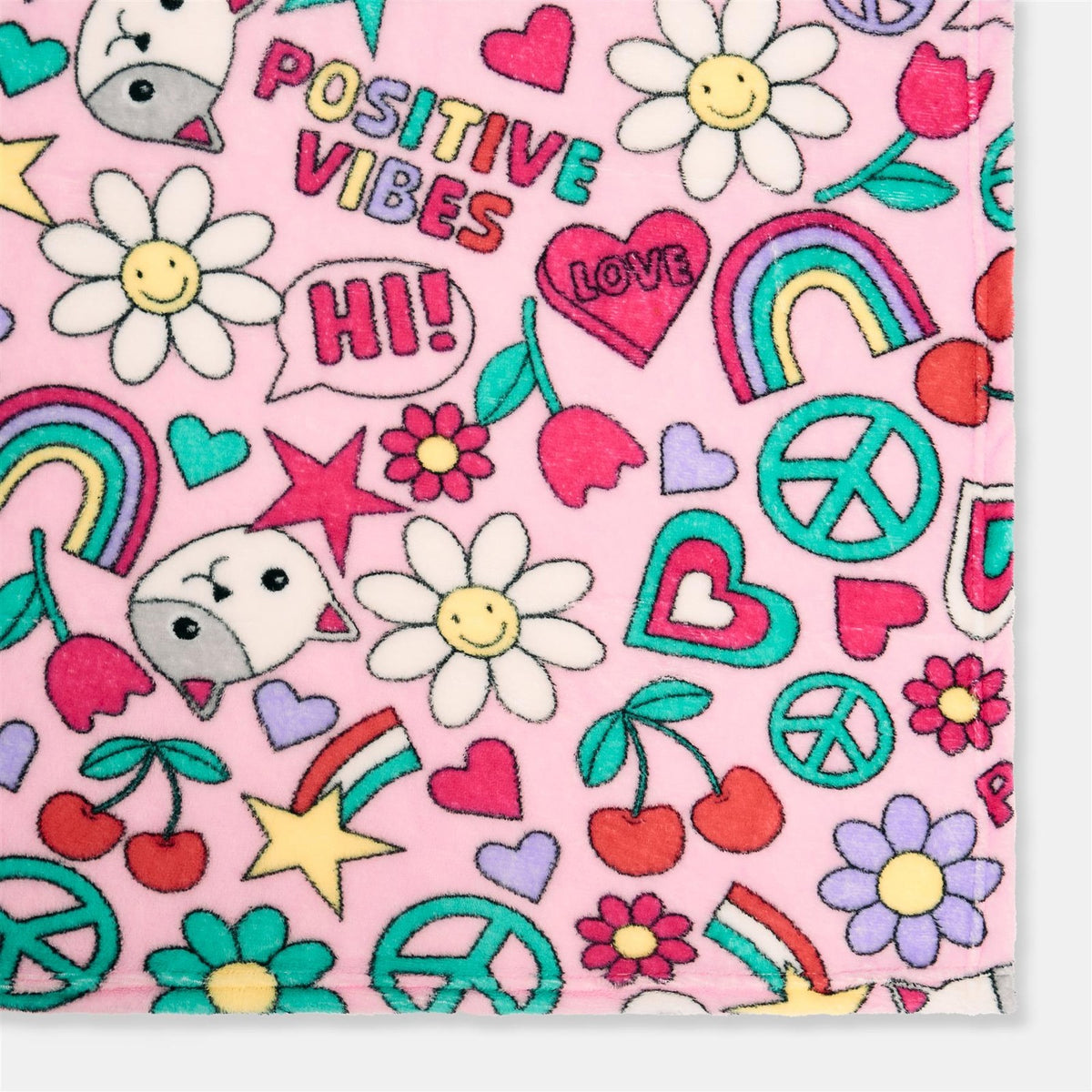 OHS Kids TV Blanket Positive Vibes Print Coral Fleece Winter Soft Wearable Throw