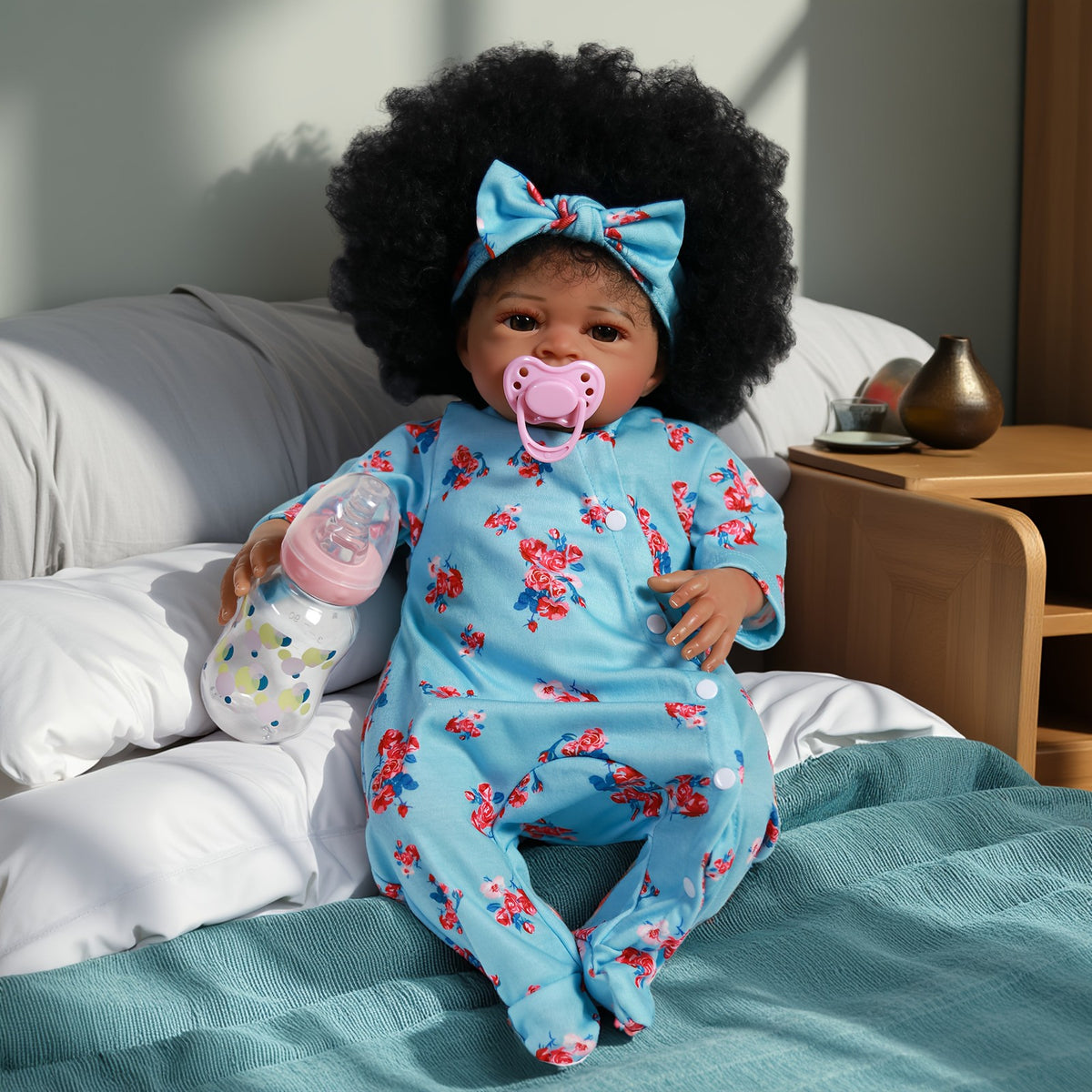 Realistic Reborn Dolls Lifelike African American Newborn Girl Soft Baby Doll Toy