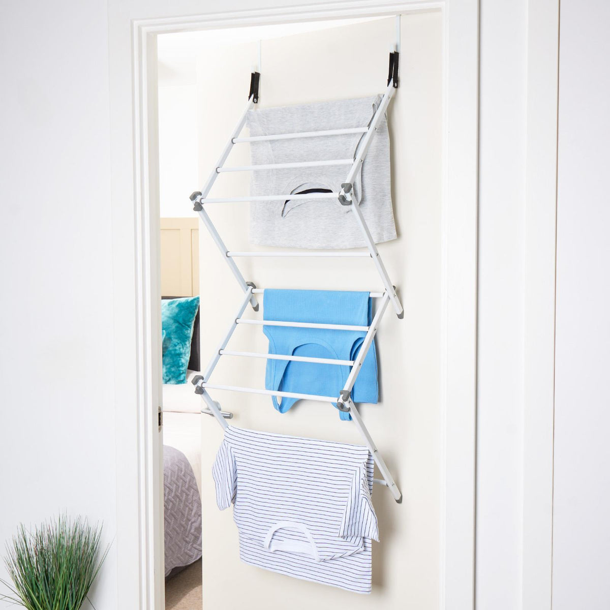 Over Door Clothes Airer Utility Caravan Towel Clothes Drying Rack Hanger Compact