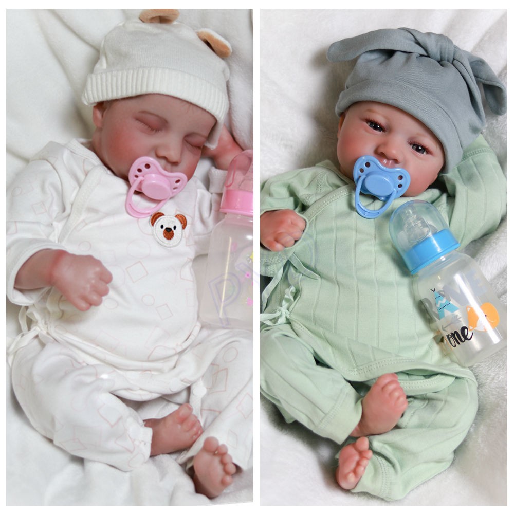 18" Real Reborn Baby Dolls Twins/Boy/Girl Vinyl Silicone Realistic Newborn Doll