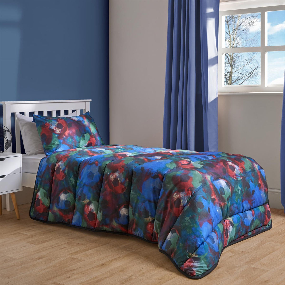 Football Coverless 10.5 Tog Duvet Pillowcase Quilted Set Kids Single Bed Cover