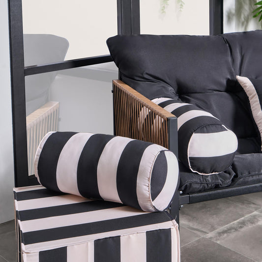 OHS Stripe Garden Bolster Cushion Outdoor Filled Pillow Back Neck Support