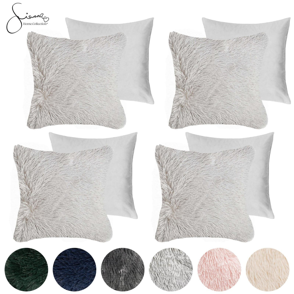 OHS Fluffy Cushion Covers 2 Pack Soft Fleece Square Pillowcases Home Decor