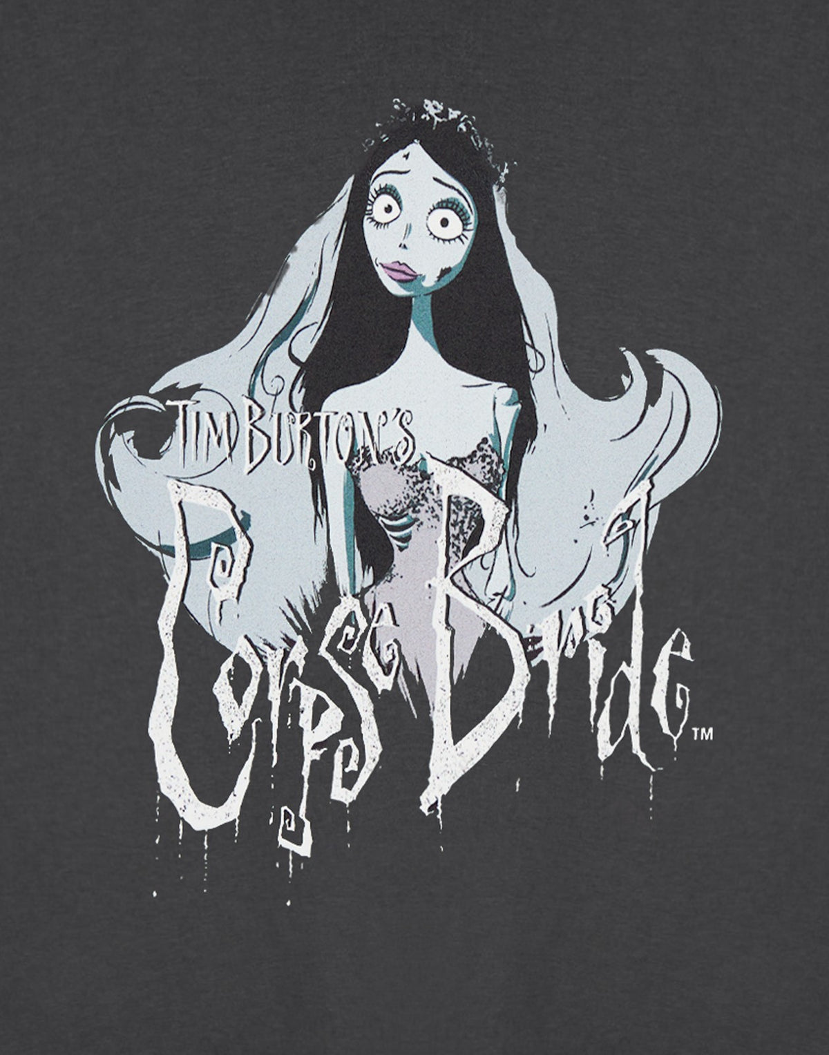 Corpse Bride Cropped Short Sleeved T-Shirt | Womens Charcoal | Official Merch