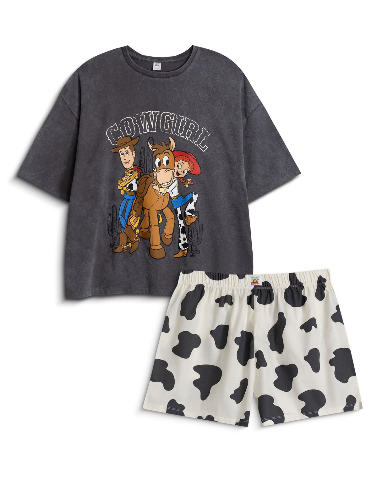 Disney Short Sleeve Short Leg Pyjama Set | Womens Grey | Official Merch