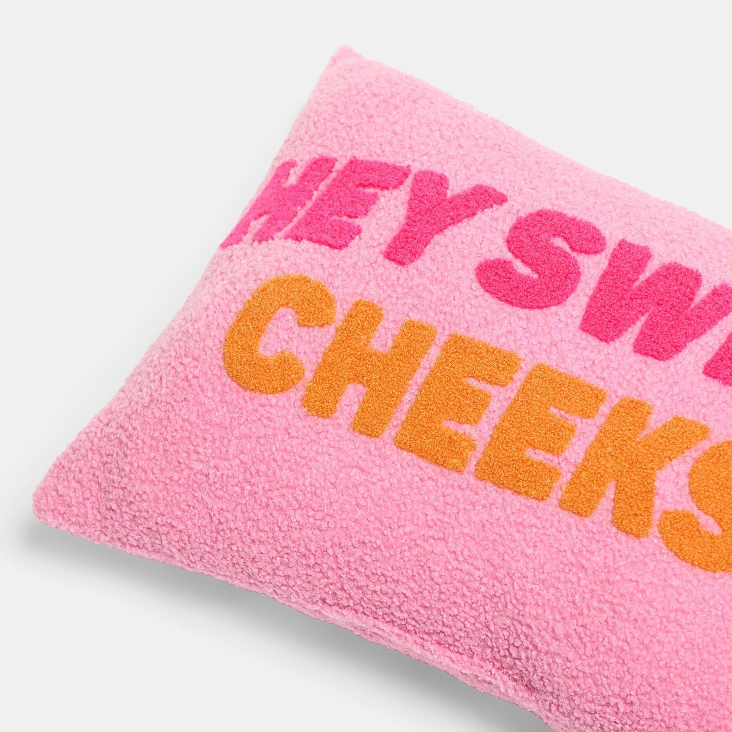 OHS Slogan Scatter Pillow Hey Sweet Cheeks Boucle Filled Cushion Back Support