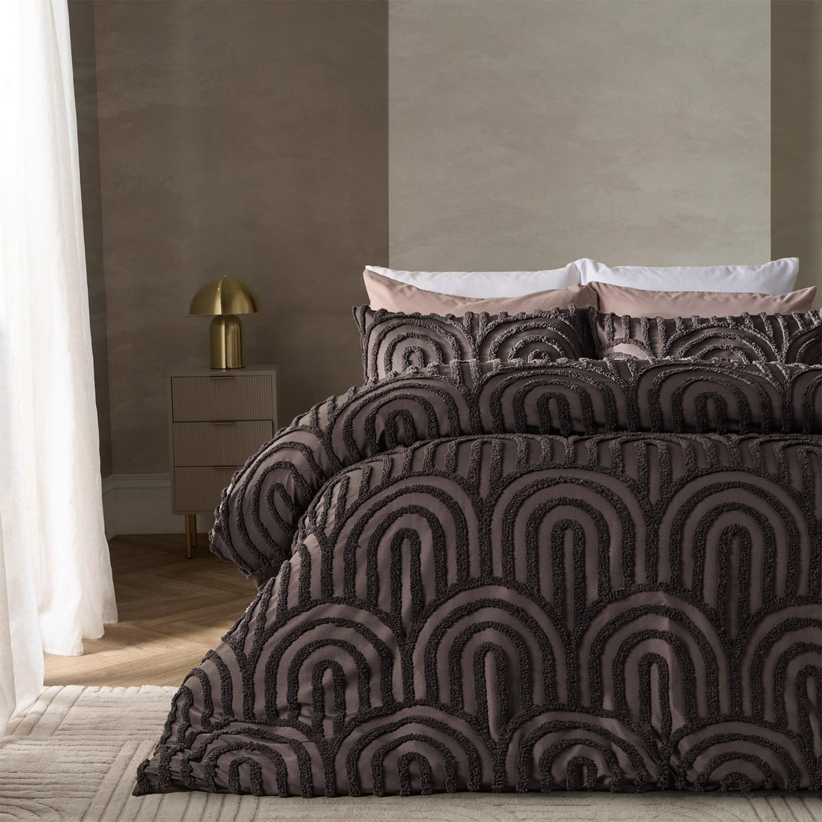OHS Tufted Arches Bedding Set Duvet Cover with Pillowcase Double King Size