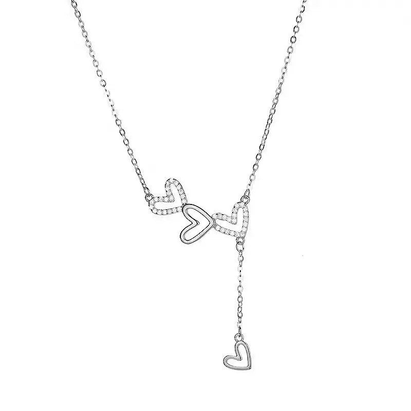 925 Sterling Silver Heart Linked Choker Necklace Women Girls Jewellery Gift UK