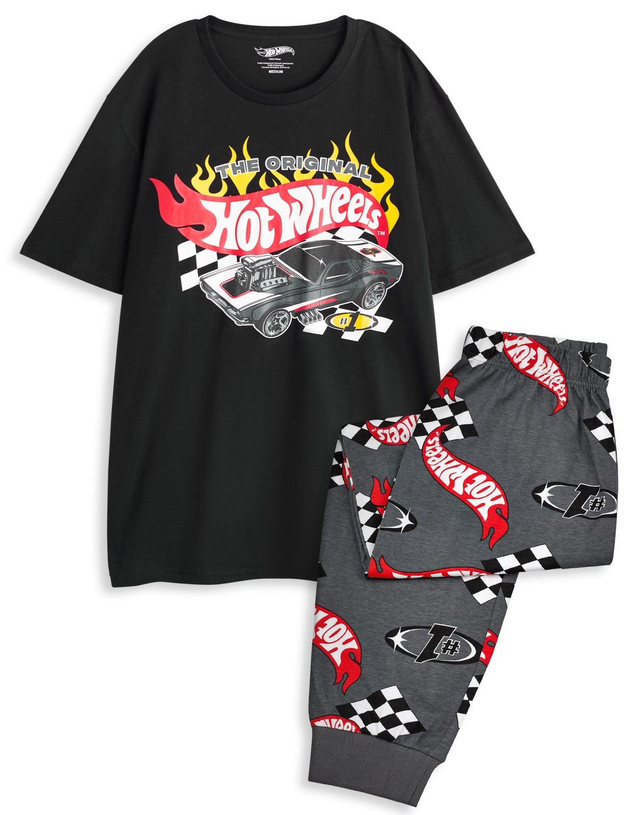 Hot Wheels Short Sleeve Long Leg Pyjama Set | Mens Black | Official Merch