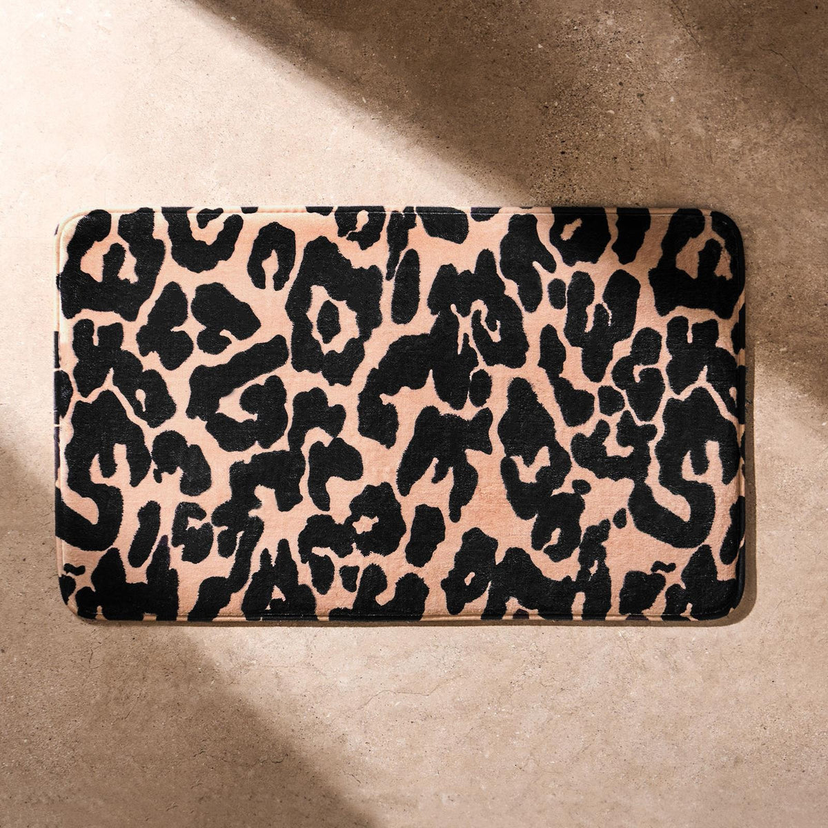 Leopard Bath Mat Cushioned Non Slip Shower Bathroom Mat Rug Soft Absorbent