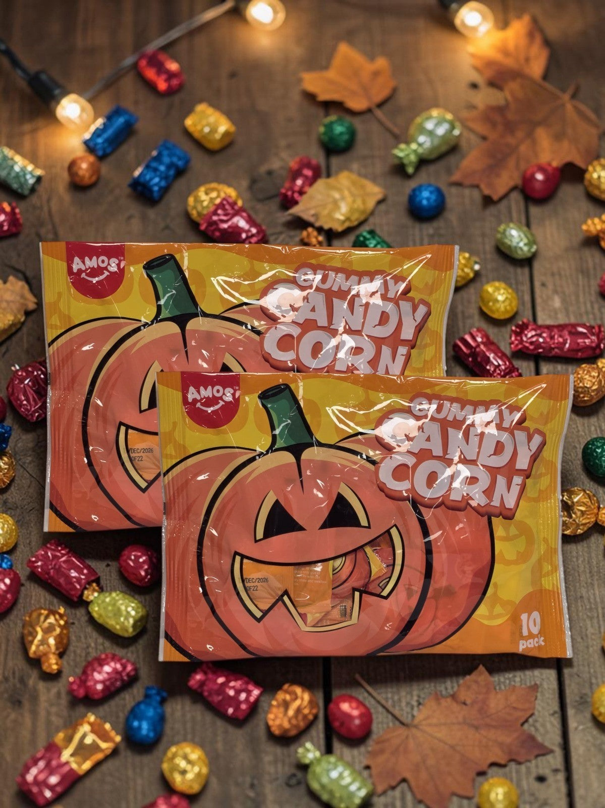 AMOS Gummy Candy Corn Halloween Sweets 10 Pack Trick or Treat Single or 2 Bags