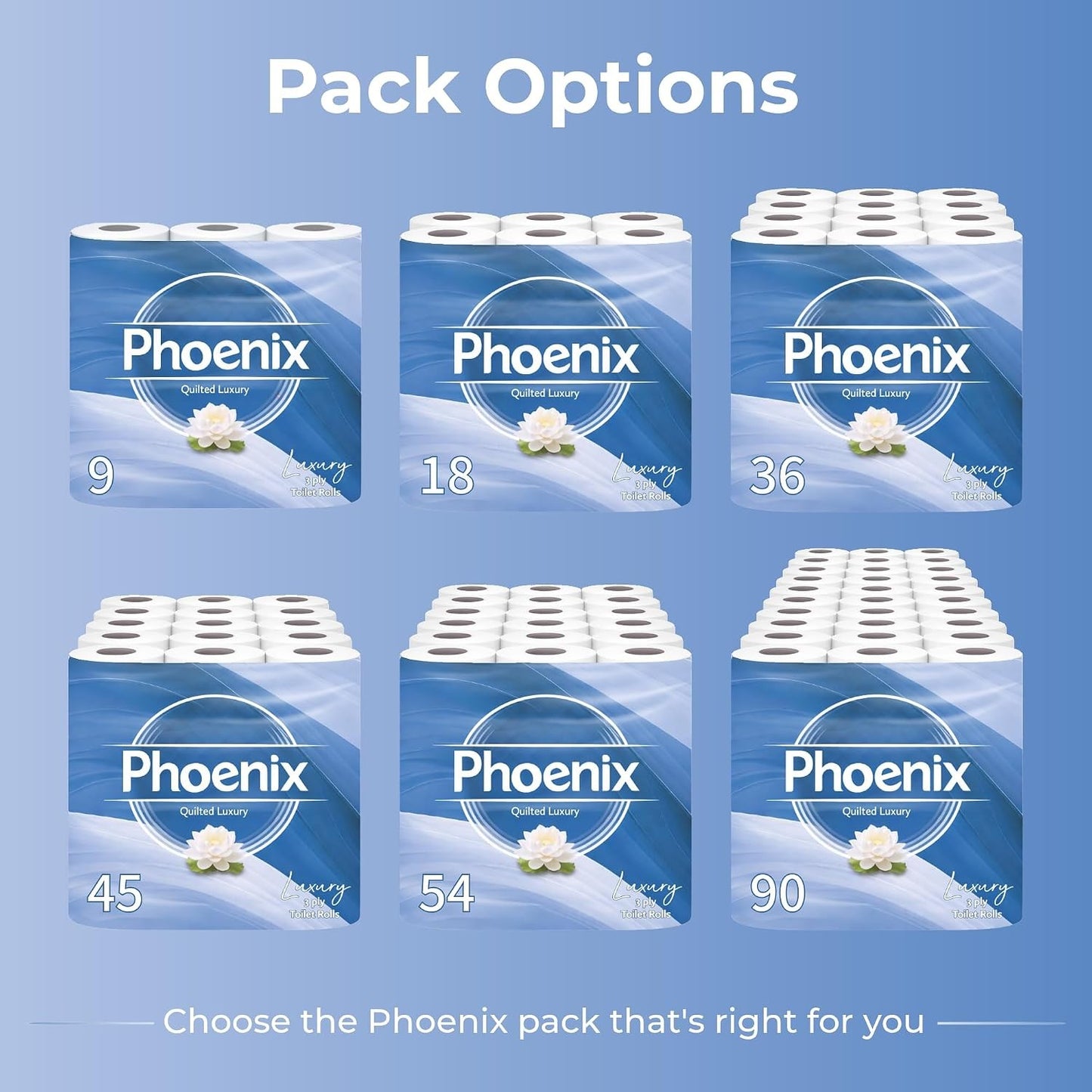 Phoenix Toilet Rolls – 90 Pack | 3 Ply Fragrance Free Toilet Paper | Bulk Buy