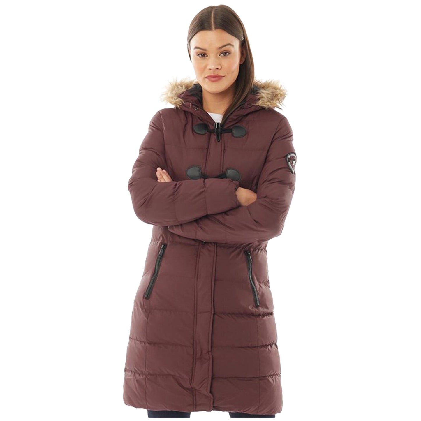 LADIES PUFFER JACKET WOMENS PADDED PUFFA FUR HOODED QUILTED BUBBLE PARKA COAT