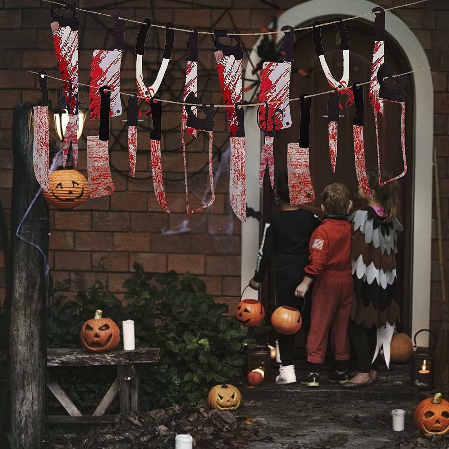 3 Set Halloween Bloody Weapons Scary Garland Banner Halloween Party Decorations
