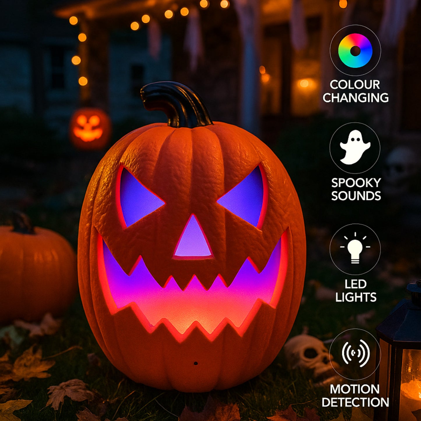 iN Halloween LED Pumpkin - Halloween Decoration - Colour Changing - Spooky Sound