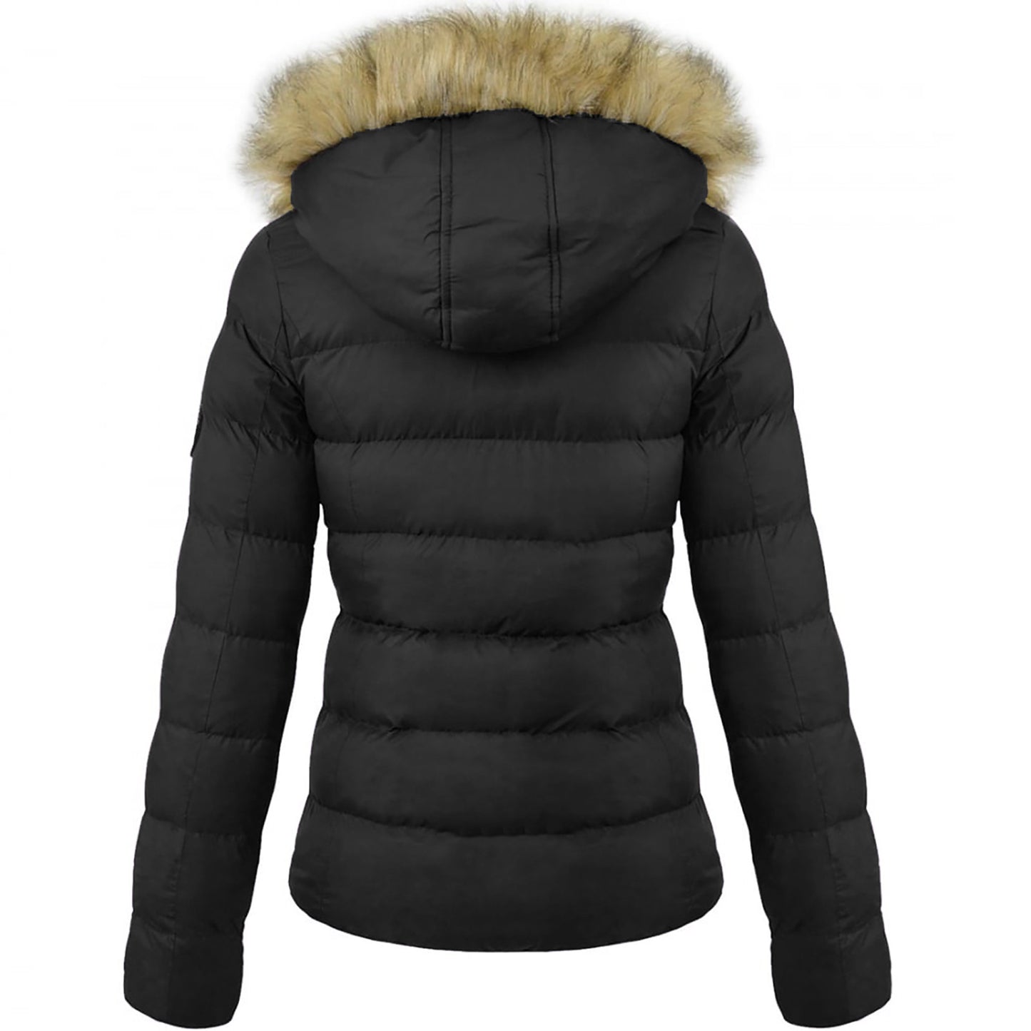 LADIES PUFFER JACKET WOMENS PADDED PUFFA FUR HOODED QUILTED BUBBLE PARKA COAT
