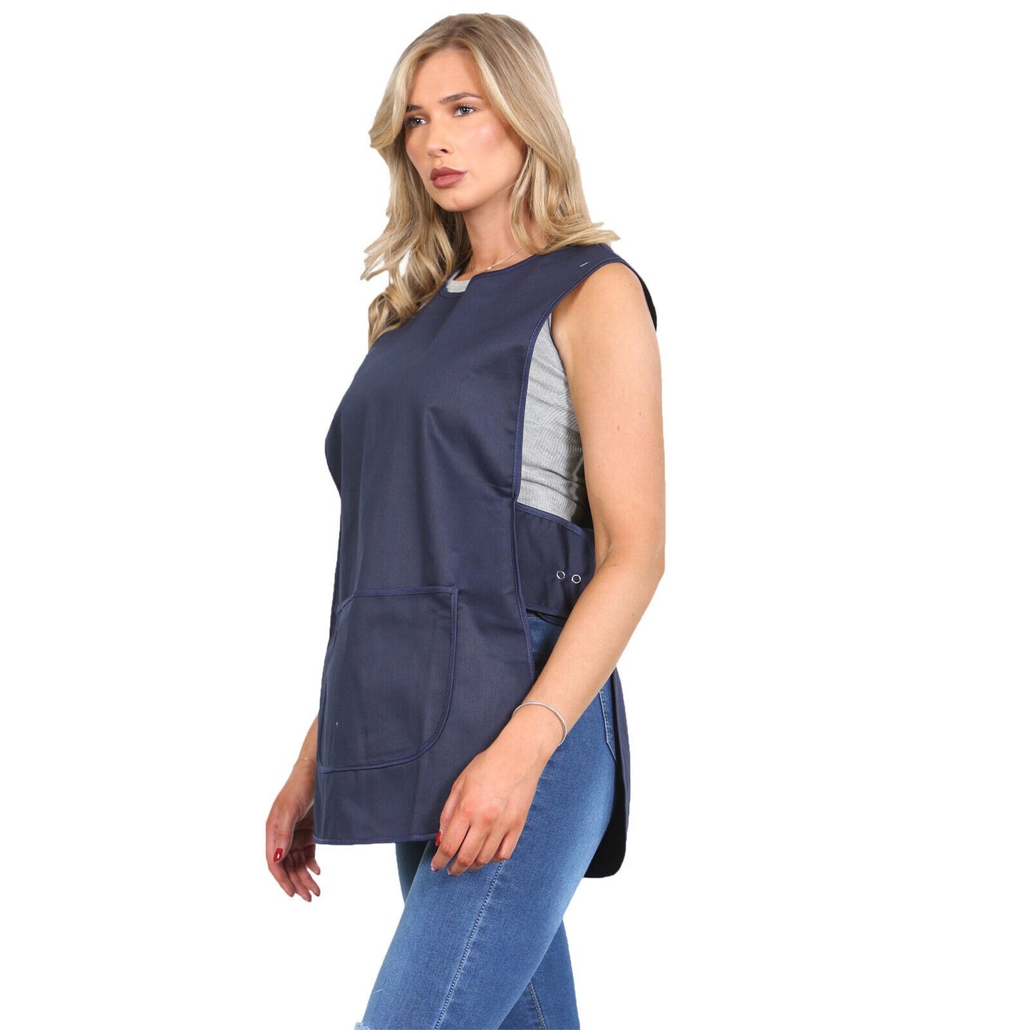 Plain Tabard Apron Workwear Cleaning Catering Salon | Large Pocket | Popper Fast
