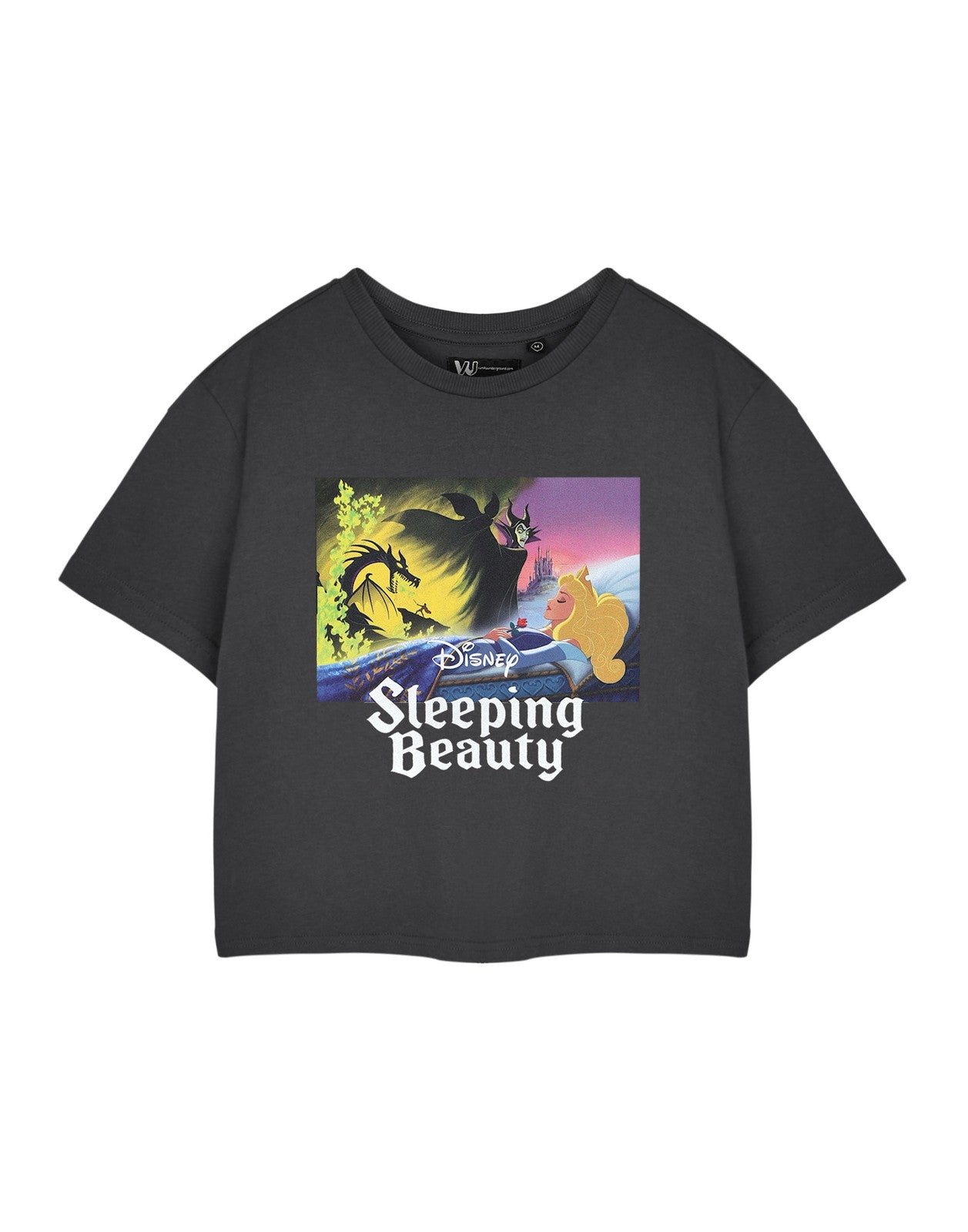 Disney Cropped Short Sleeved T-Shirt | Womens Charcoal | Official Merch