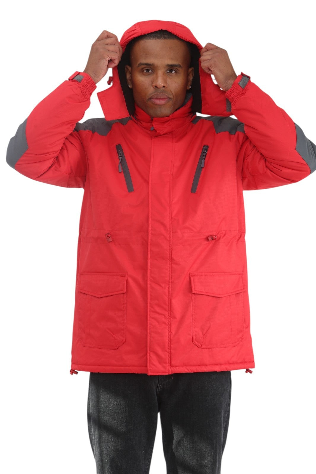 Mens Padded Winter Jacket Fleece Lined Warm Coat Hooded Waterproof Parka