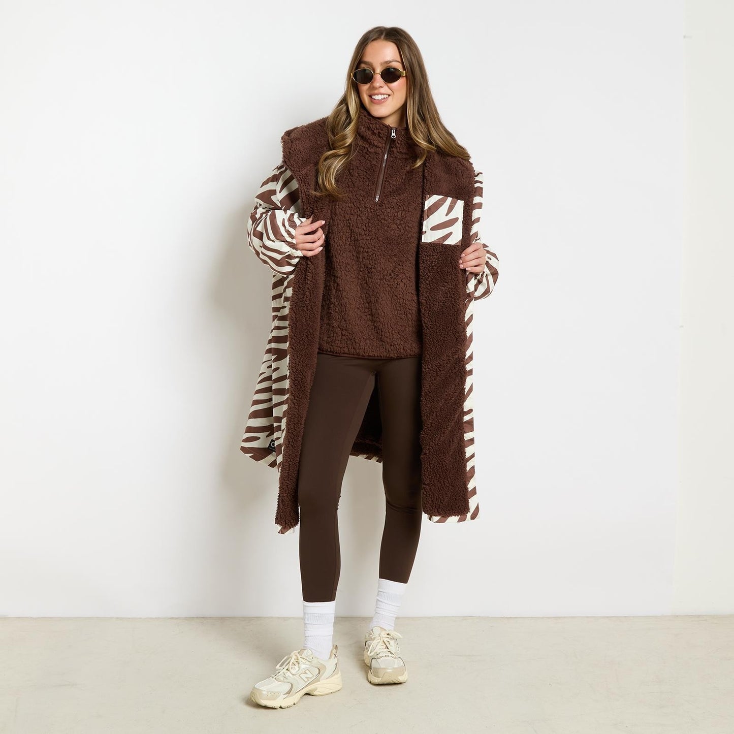 OHS Coat Drying Robe Animal Print Sherpa Lined Water Resistant Oversized