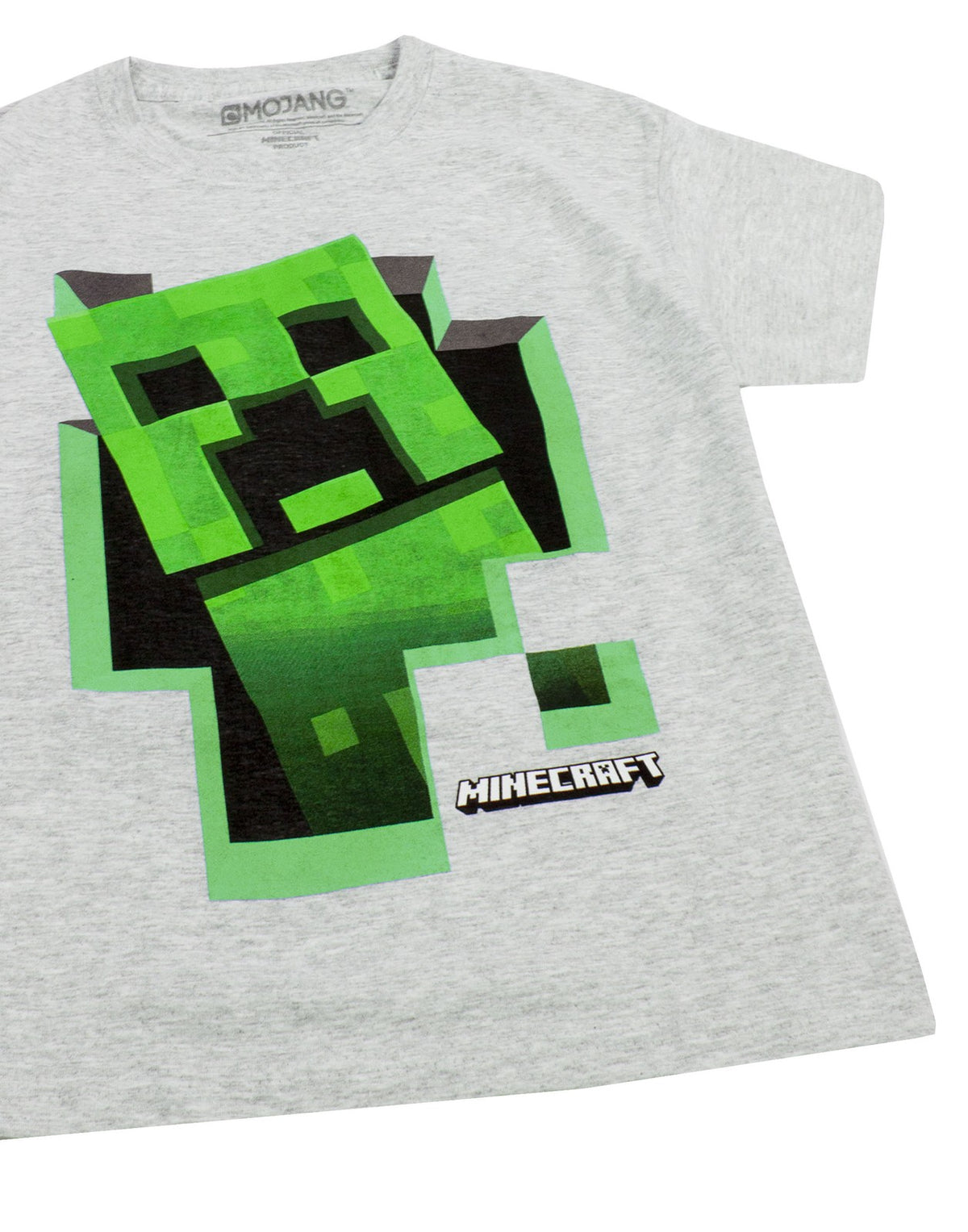 Minecraft Short Sleeved T-Shirt | Boys Grey Gaming | Official Merch