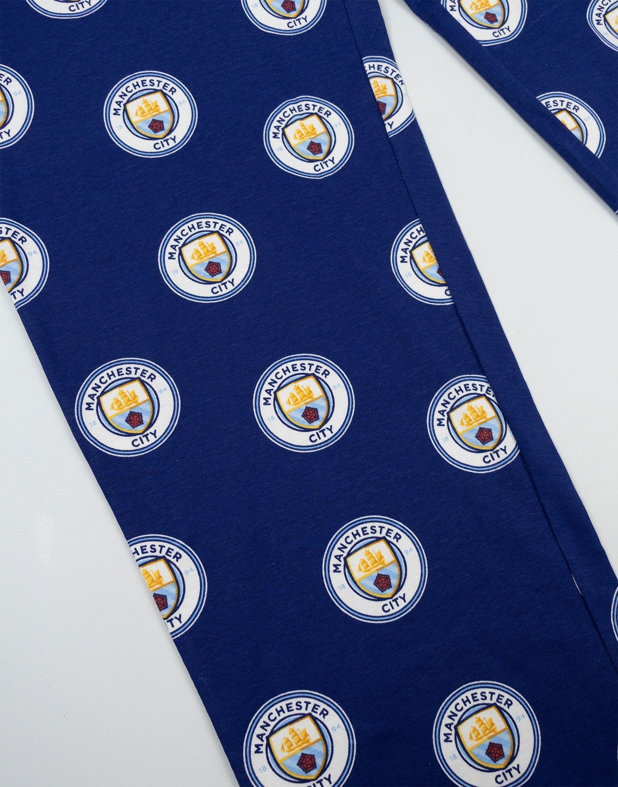Manchester City Short Sleeve Long Leg Pyjama Set | Mens Blue | Official Merch