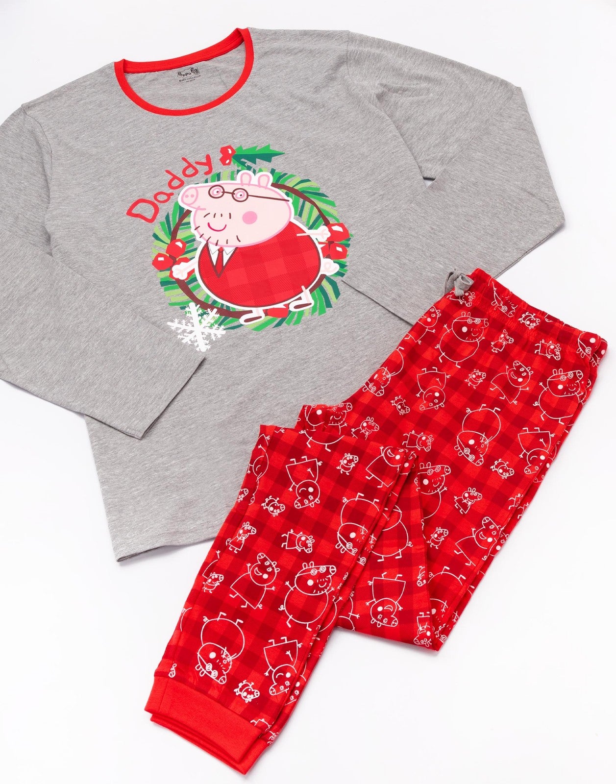 Peppa Pig Long Sleeve Long Leg Pyjama Set | Mens Red | Official Merch