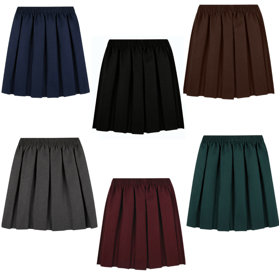 SCHOOL UNIFORM SKIRT GIRLS BACK TO SCHOOL UK BOX PLEATED ROUND ELASTICATED WAIST