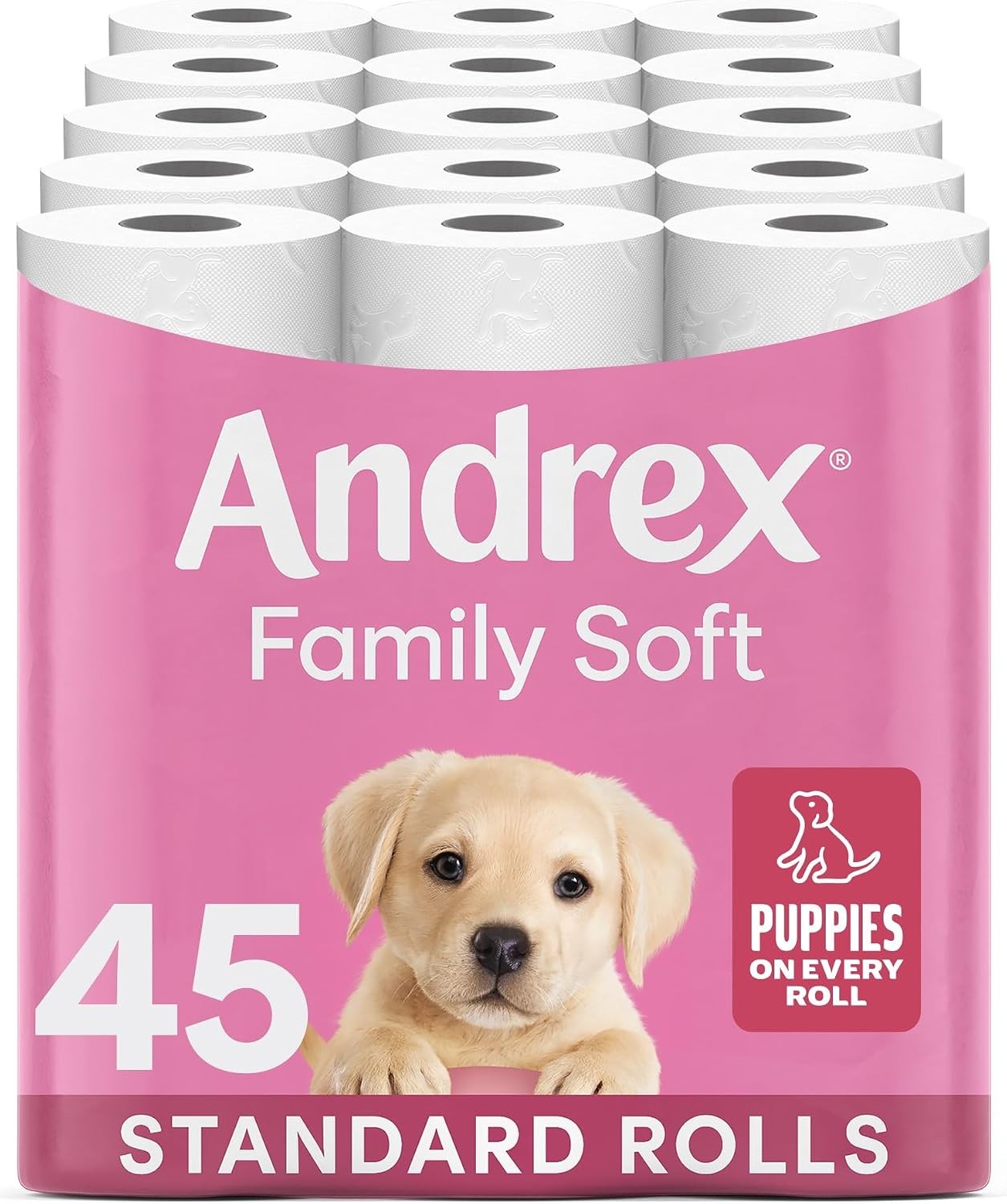 Andrex Family Soft Toilet Roll - 45 Toilet Rolls, Bulk Buy, Fragrance Free, FSC