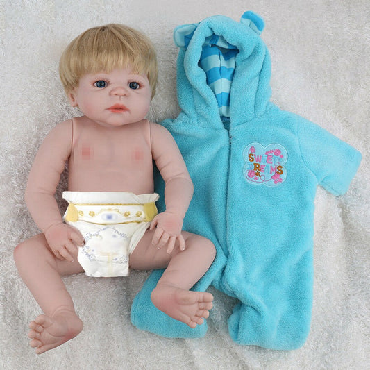 22" Lifelike Reborn Baby Dolls Toddler Boy Full Body Vinyl Silicone Newborn Doll
