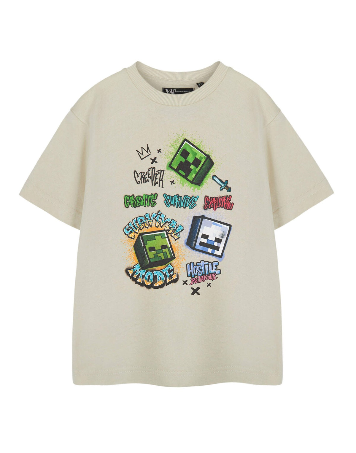 Minecraft Short Sleeved T-Shirt | Boys Oatmeal Gaming | Official Merch