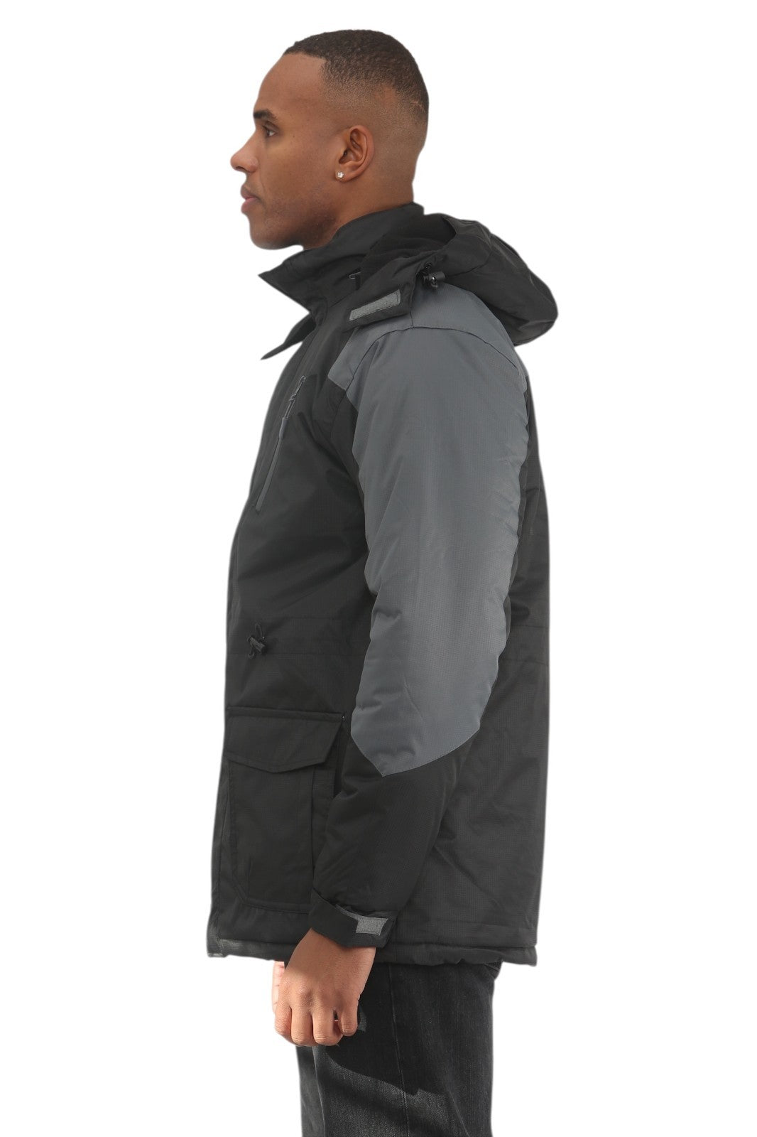 Mens Padded Winter Jacket Fleece Lined Warm Coat Hooded Waterproof Parka