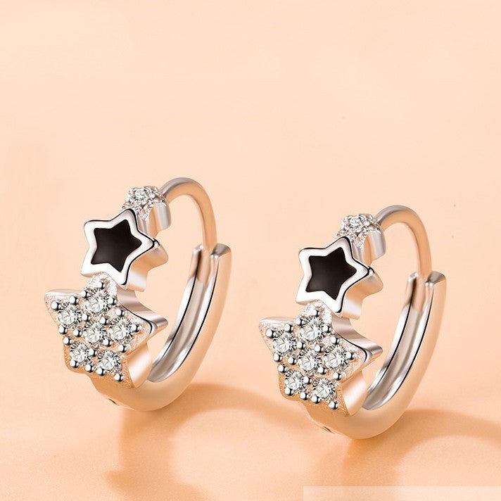 Women Girls 925 Sterling Crystal Star Hoop Earrings Jewellery Gift UK