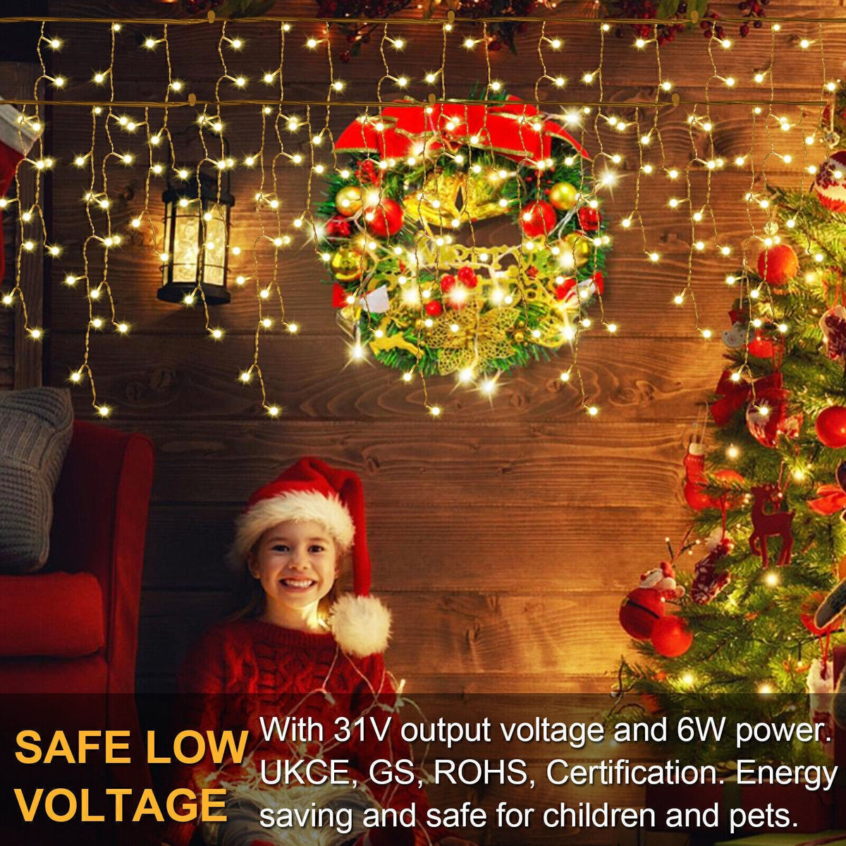 CHRISTMAS LED WHITE SNOWING ICICLE BRIGHT PARTY WEDDING XMAS OUTDOOR LIGHTS