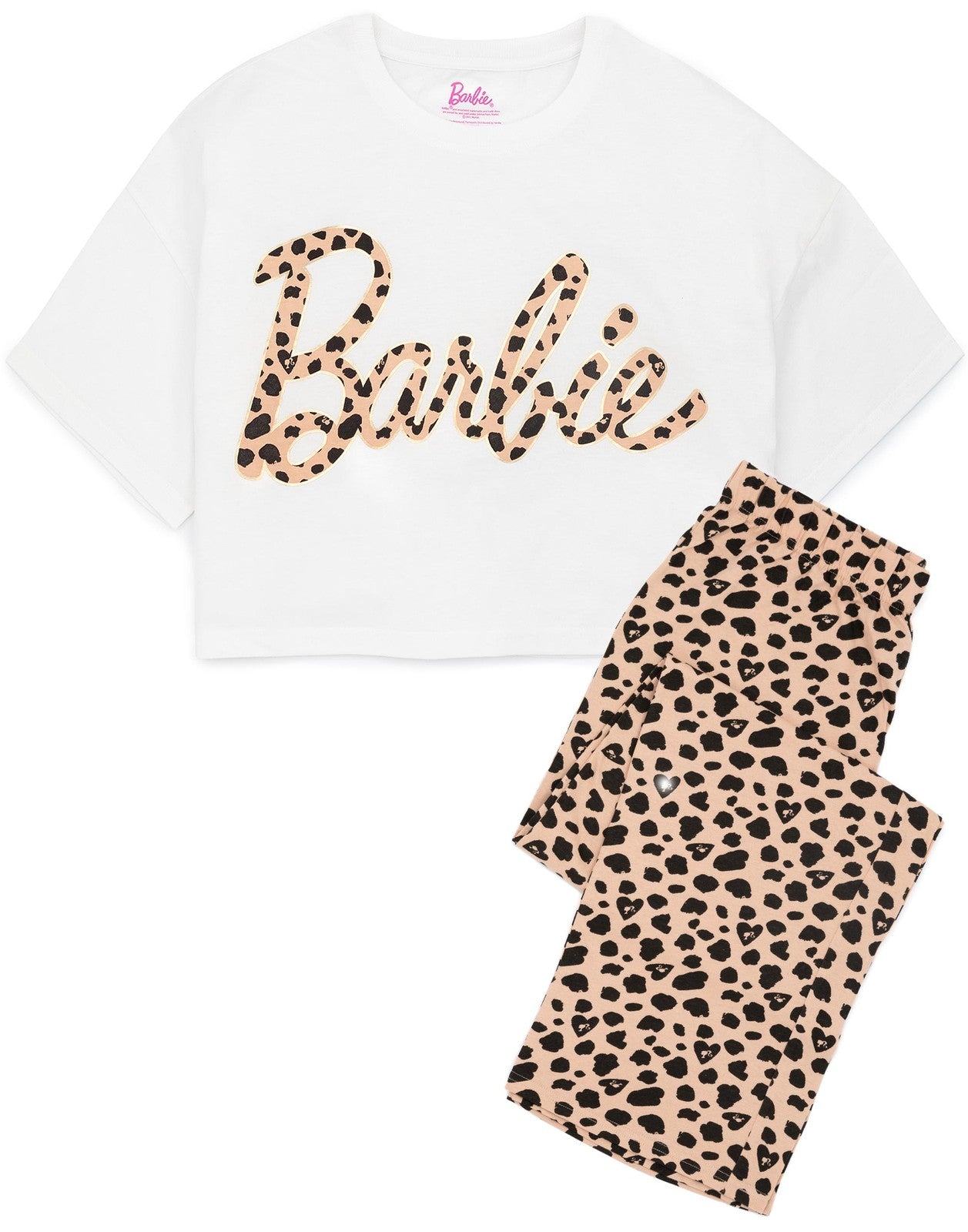Barbie Short Sleeve Long Leg Pyjama Set | Womens White | Official Merch