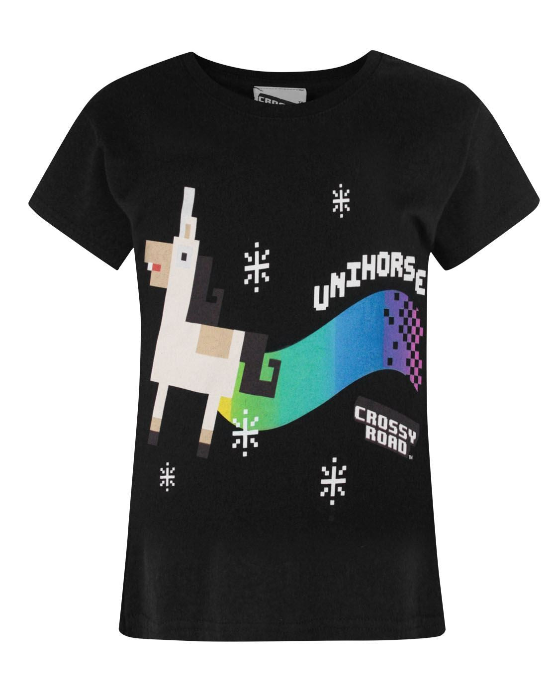 Crossy Road Short Sleeved T-Shirt | Girls Black | Official Merch