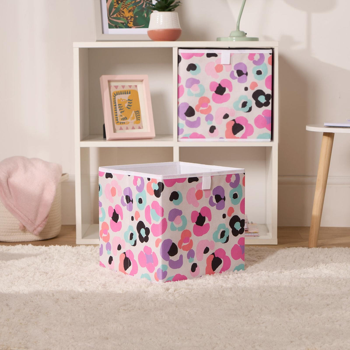 OHS Storage Cube Boxes Animal Print 2/4 Pack Folding Shoe Organiser Tidy Set