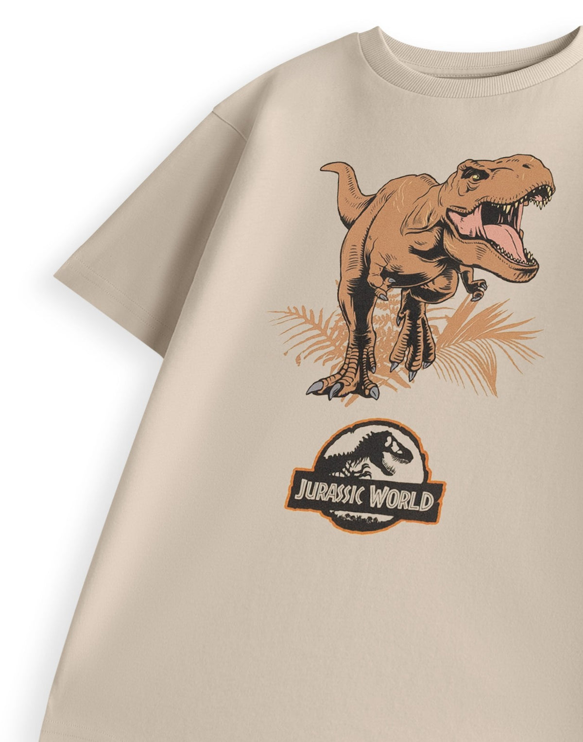 Jurassic World Short Sleeved T-Shirt | Boys Oatmeal | Official Merch