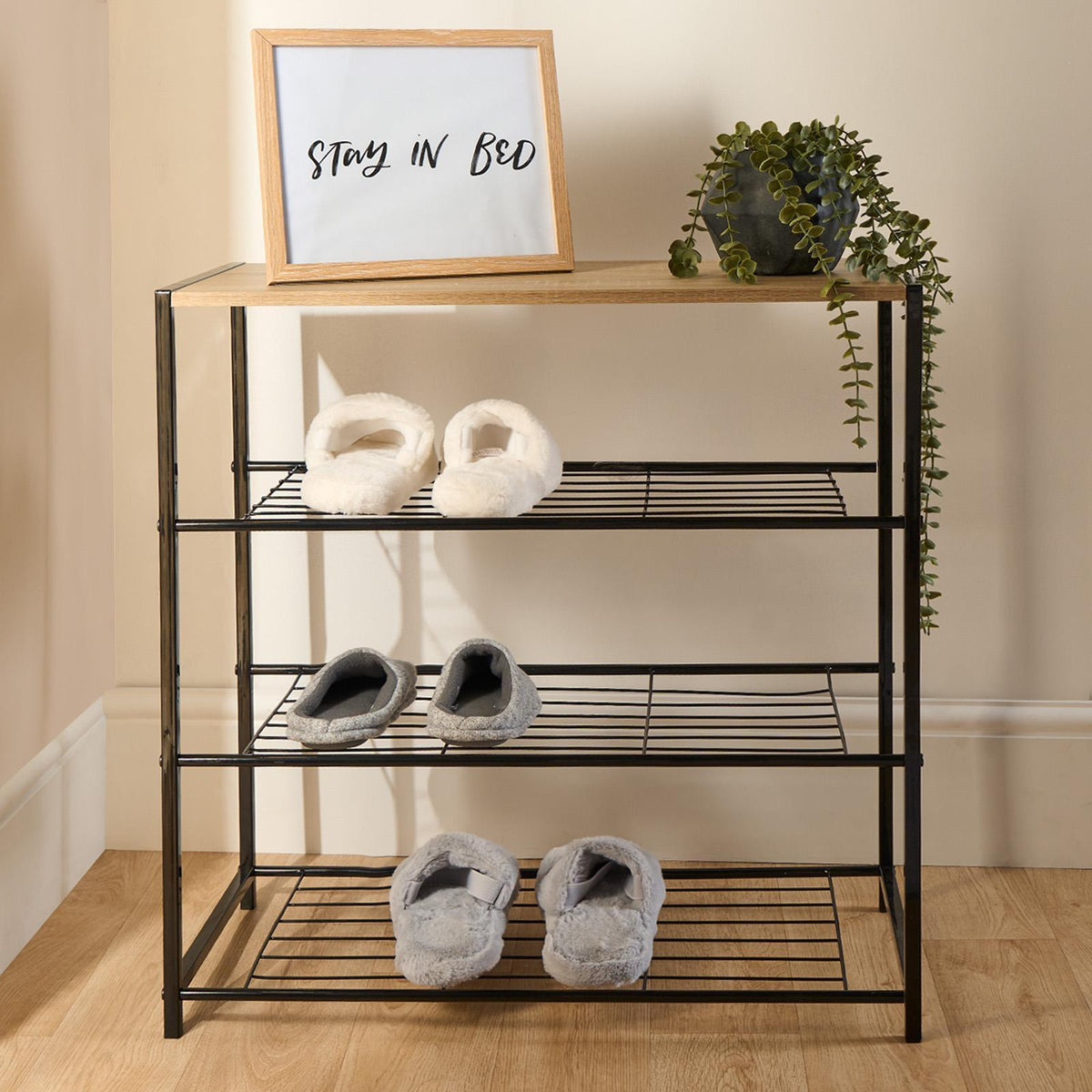 4 Tier Storage Unit Shoe Organiser Hallway Office Home Decor Wire Shelving Unit