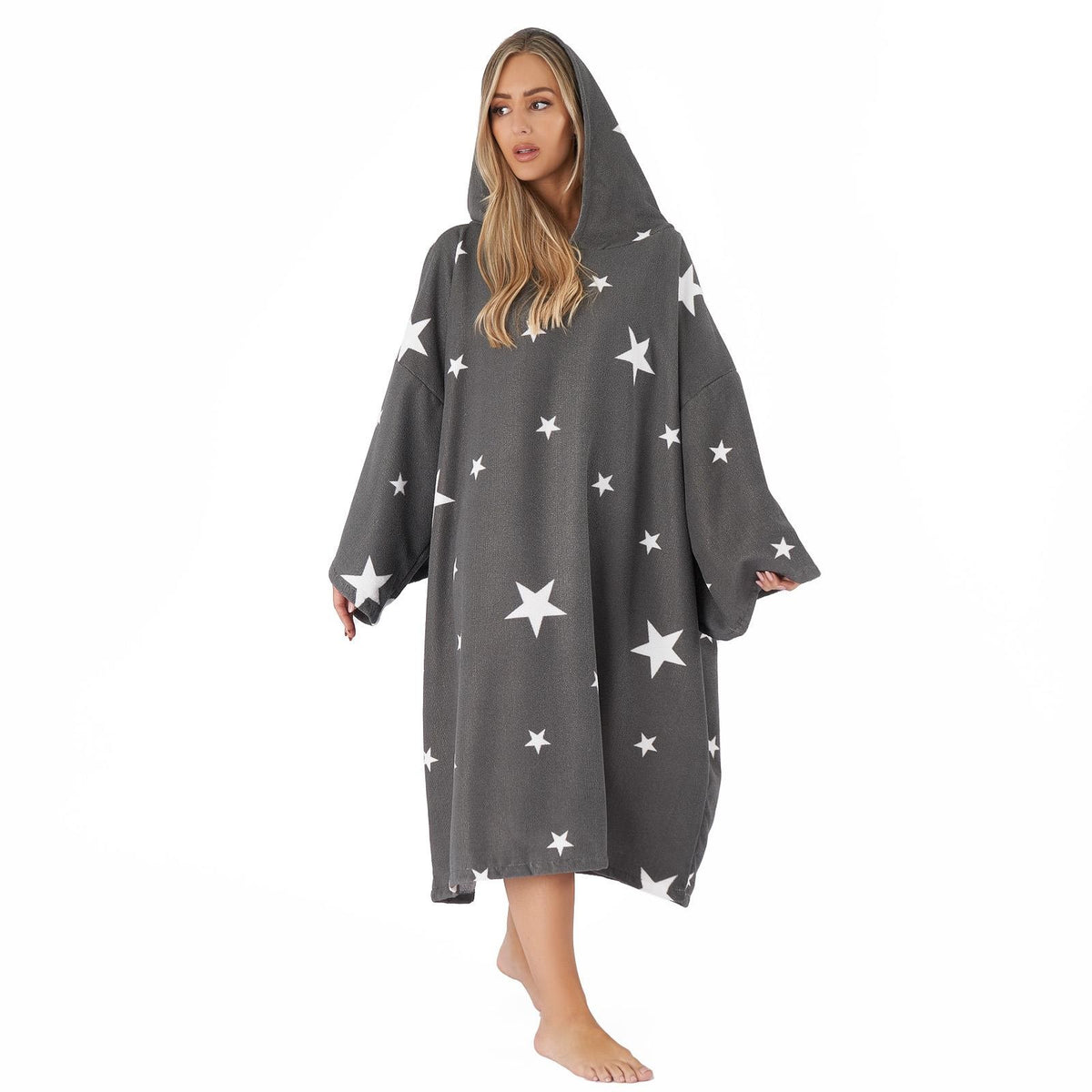 OHS Star Hooded Poncho Towel Swimming Adult Dry Changing Robe Beach Bath