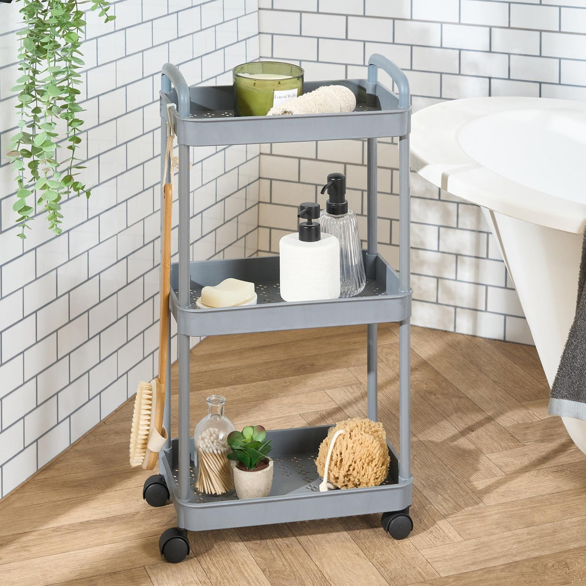 OHS Trolley Cart 3 Tier Roll Bathroom Storage Portable Kitchen Home Organiser