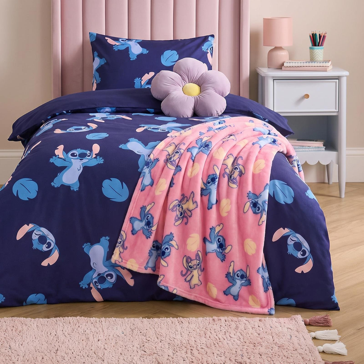 OHS x Stitch Throw Kids Soft Coral Fleece Thermal Bedspread Blanket Xmas Gift