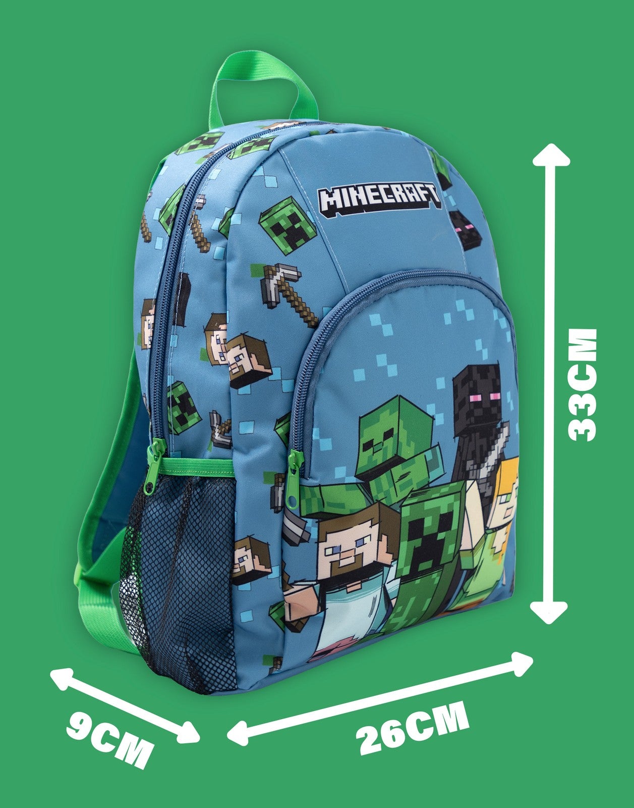 Minecraft Backpack | Unisex Kids Blue Gaming | Official Merch