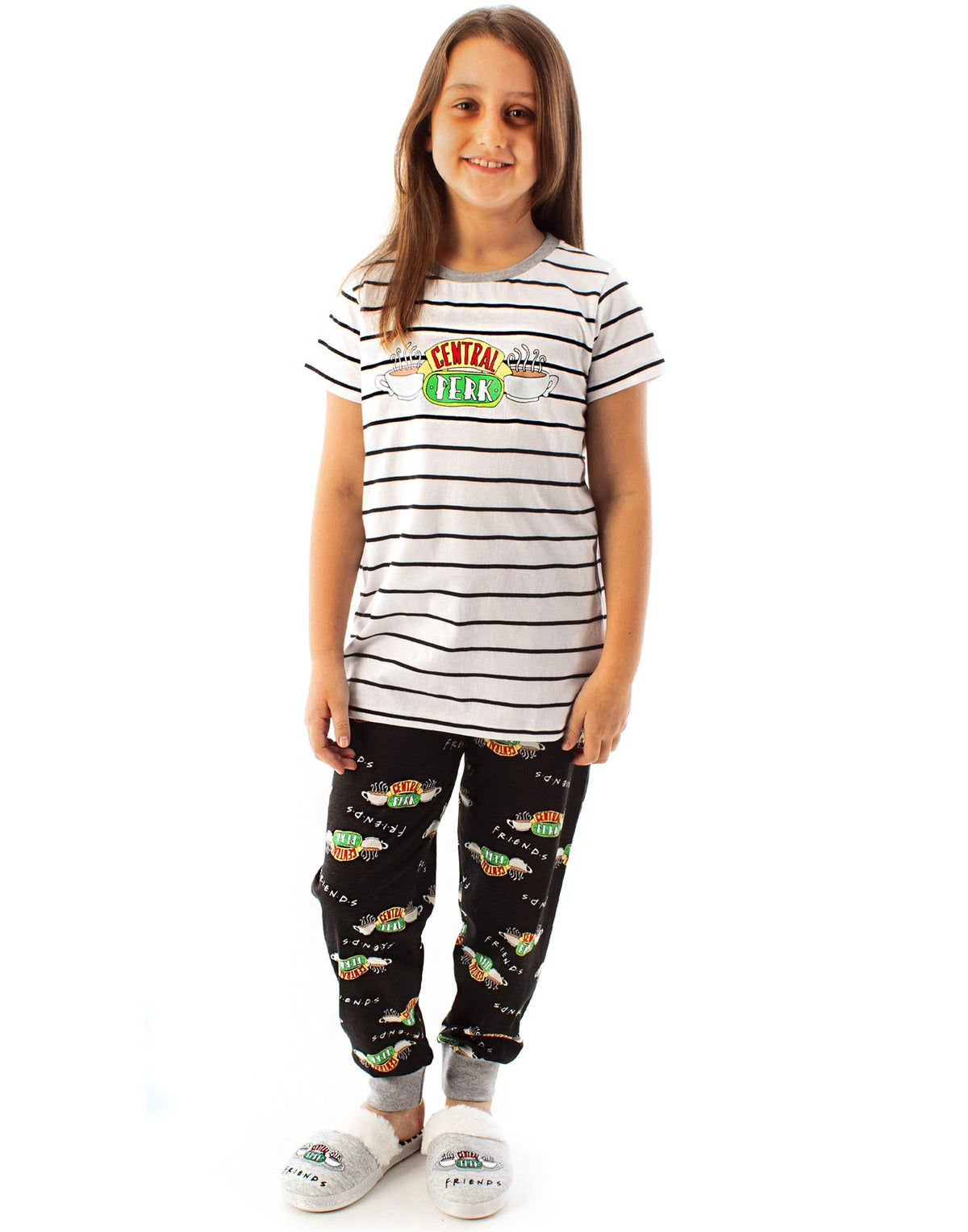 Friends Short Sleeve Long Leg Pyjama Set | Unisex Kids White | Official Merch