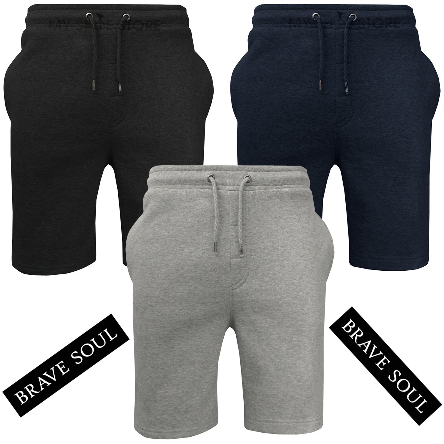 BRAVE SOUL MENS JOGGING SHORTS SWEAT BAGGY JOGGERS RUNNING JERSEY FLEECE BOTTOMS