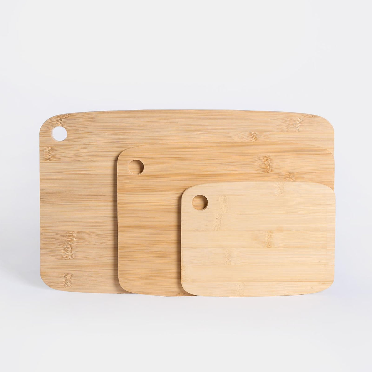 OHS Bamboo Cutting Board Set of 3 Natural Chopping Serving Platter Non-Slip