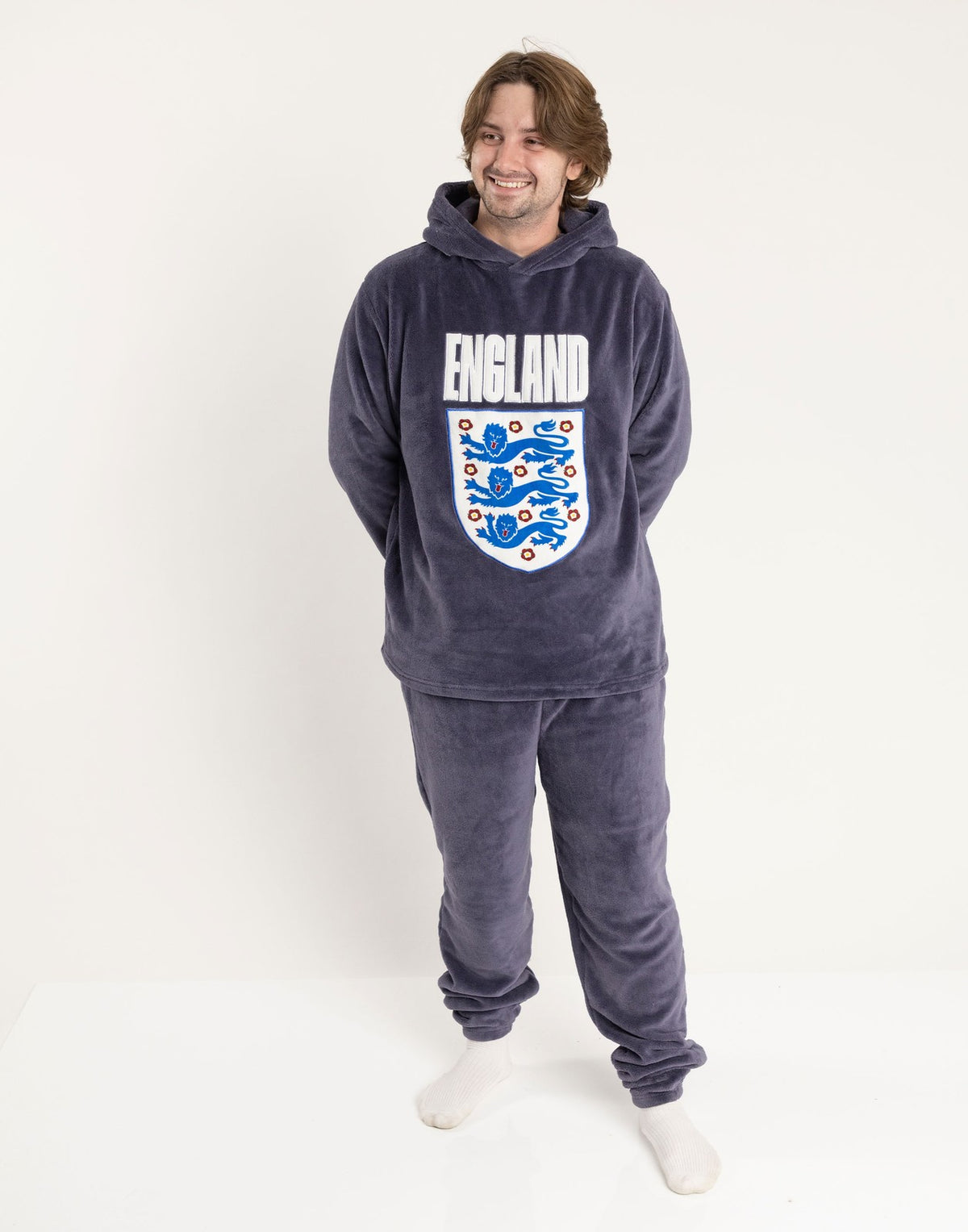 England Long Sleeve Long Leg Pyjama Set | Mens Navy | Official Merch