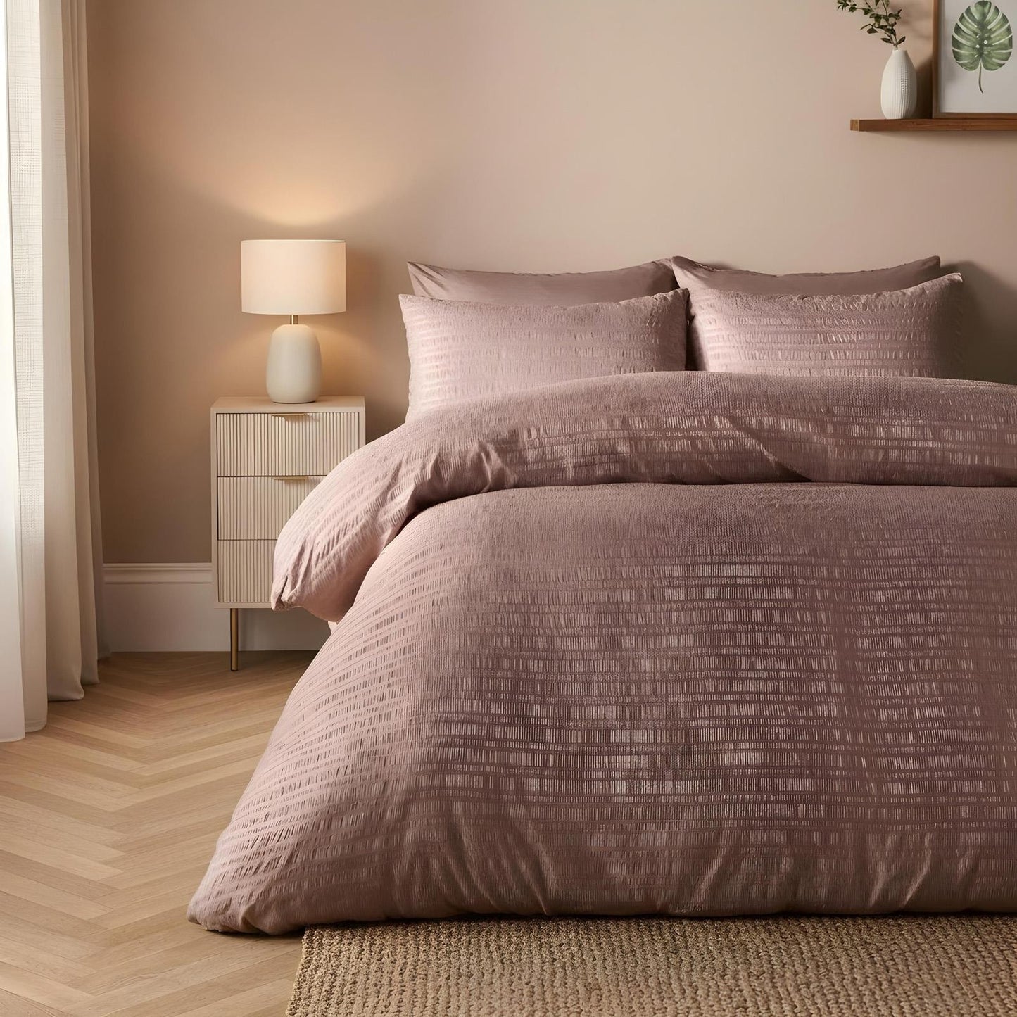 OHS Embossed Bedding Set Textured Duvet Cover with Pillowcase