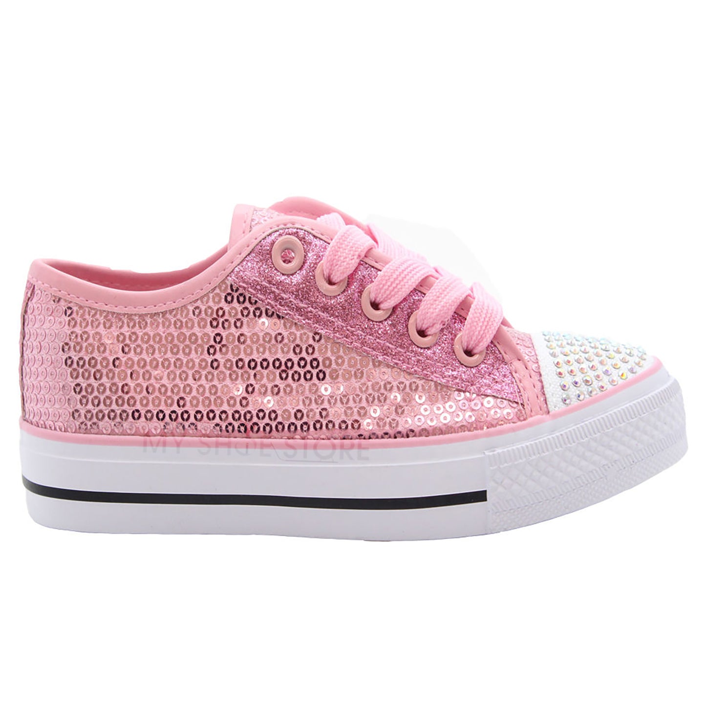 GIRLS DIAMANTE CANVAS SHOES CHILDRENS CASUAL PUMPS PLIMSOLLS SNEAKERS TRAINERS